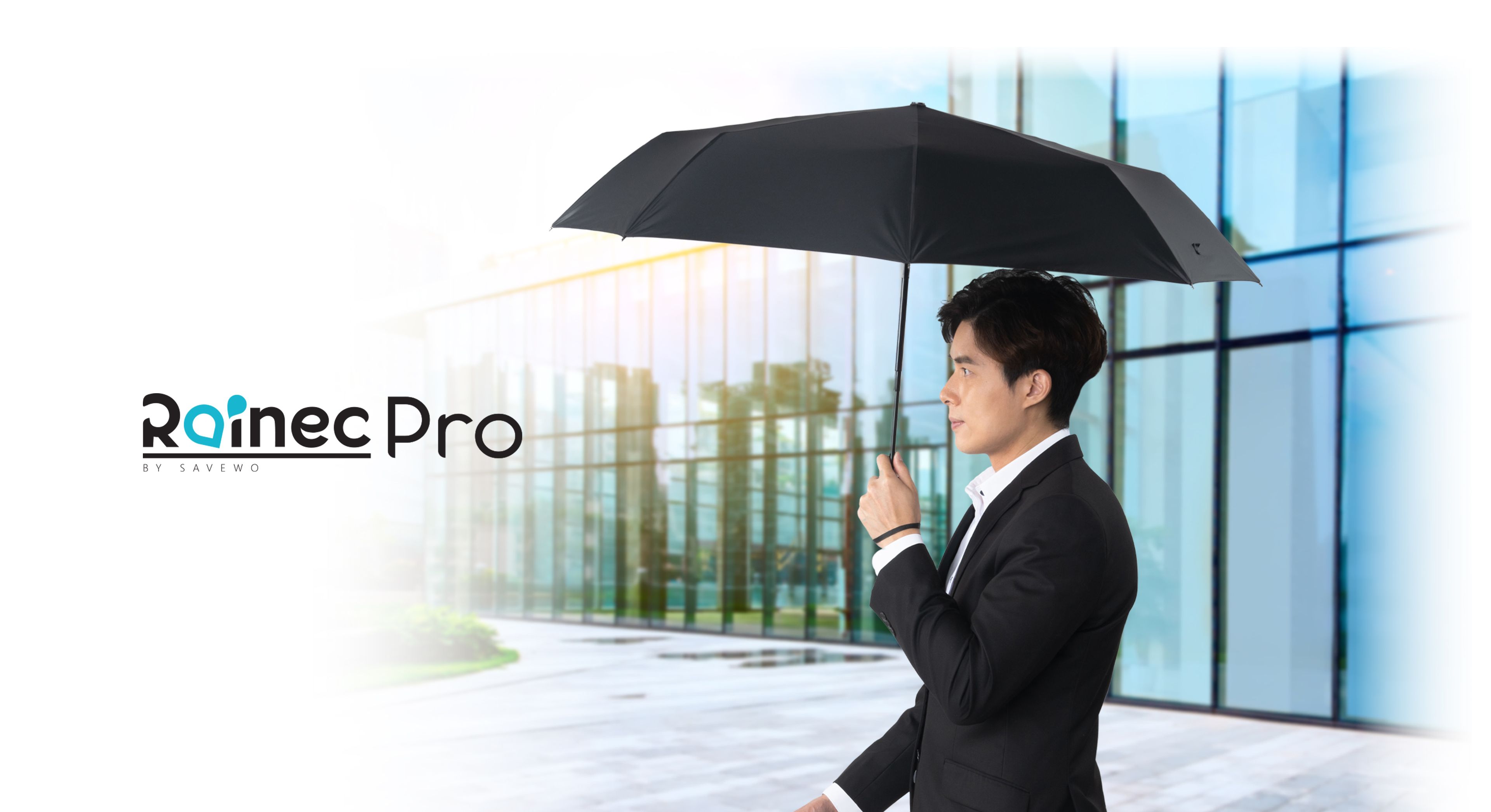 Rainec Pro 高性能防回彈自動摺傘 - 黑色